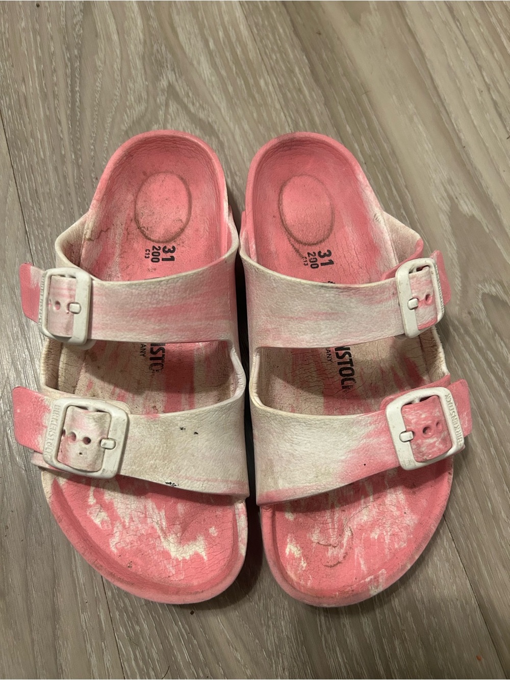 Birkenstock Kids Pink and White Two-Buckle Water Shoes